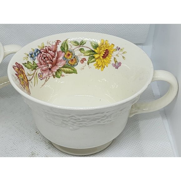 2 Eggshell Theme Homer Laughlin Made In U.S.A Teacup & Saucer Set C41N5 - Picture 15 of 16